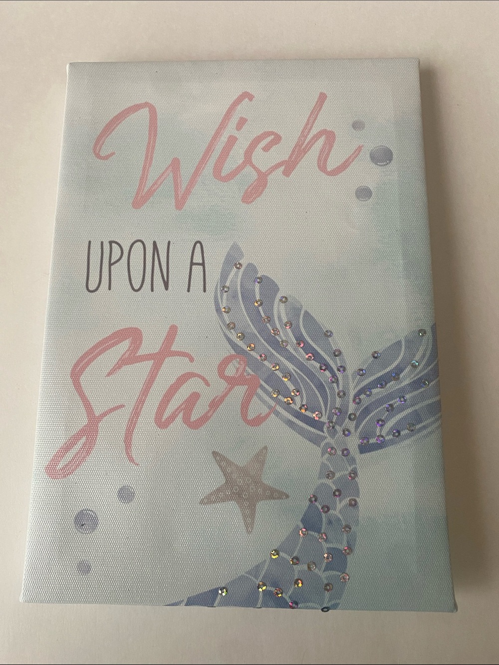 Wish Upon A Star Pink and Blue Wall Art Canvas 9 x 6